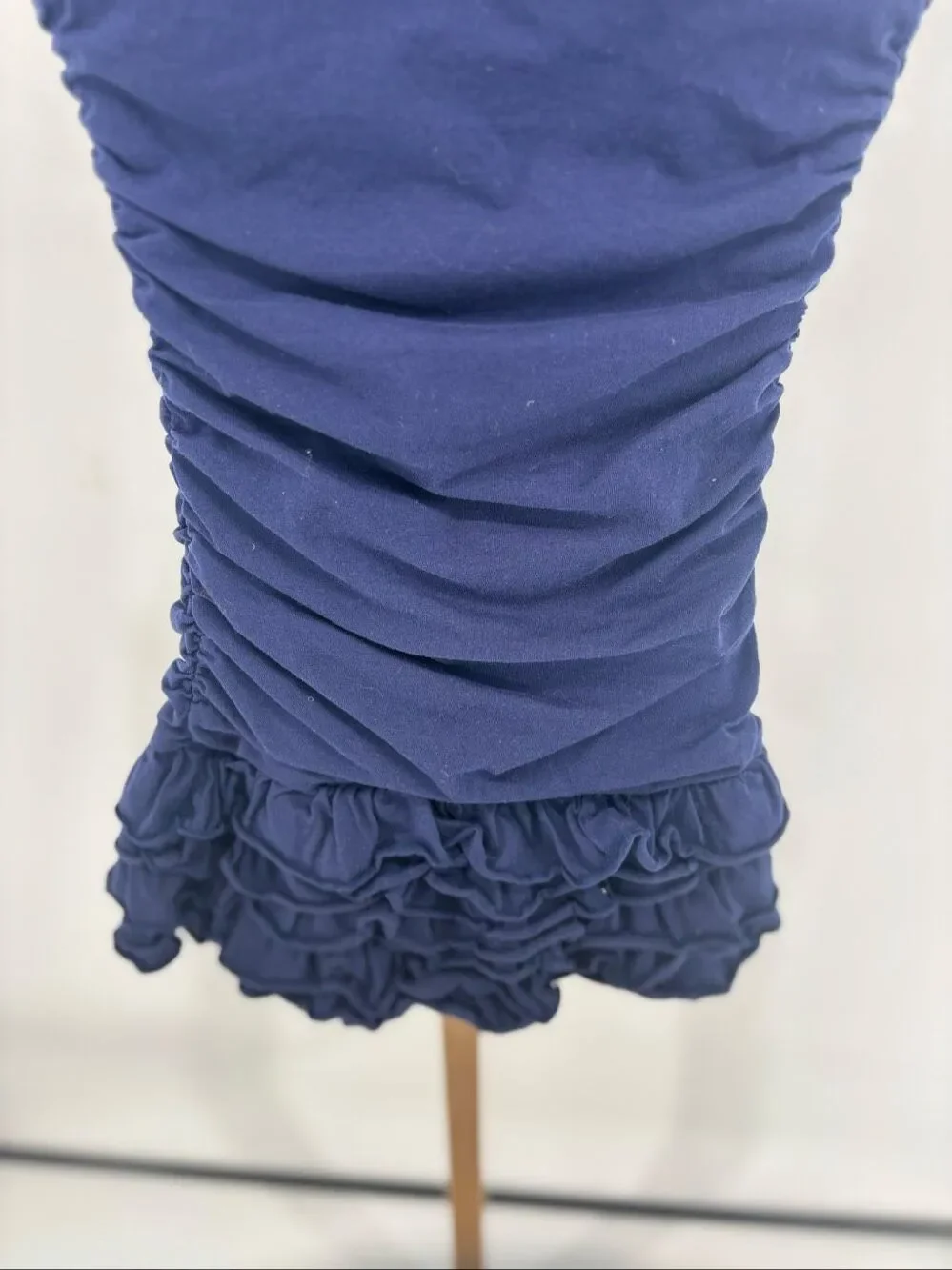Ralph Lauren Girls Size 5 Cap Sleeve Navy Dress Ruched Ruffled Hem Nautical Prep